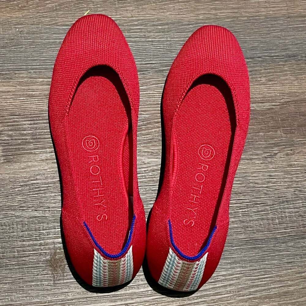 Rothy's Women's The Flat in Cardinal Red Round Toe Knit Ballet Flats Size 7